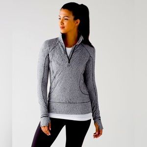 Lululemon Rush Hour 1/2 zip Running Spray Jacquard Black and White